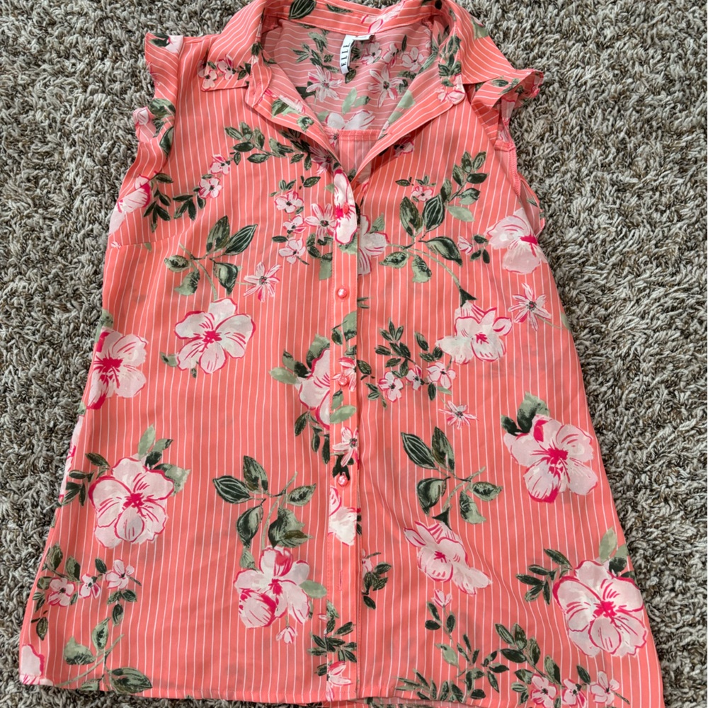Pink/coral floral print tank by ELLE